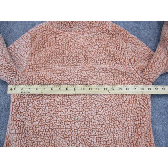 Scully Pullover Womens Medium Orange Sherpa Fleece Quarter Zip Raglan Cozy Teddy - Picture 4 of 16